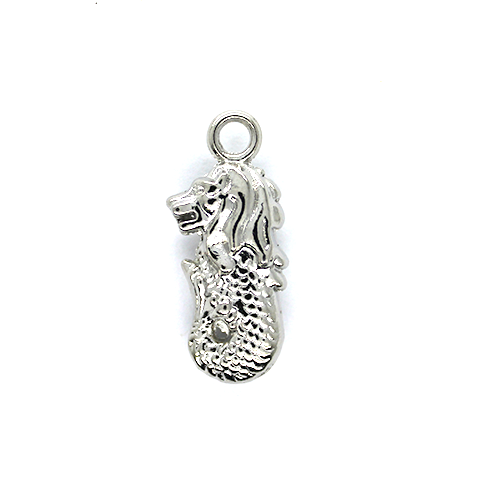 Charms, Merlion, Silver, Alloy, 25mm X 10mm, Sold Per pkg of 2