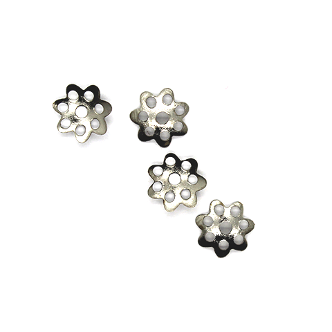 Bead Cap, Star with Circle Cutouts, Alloy, Silver, 7mm x 1.5mm, Sold Per pkg of 50+ - Butterfly Beads