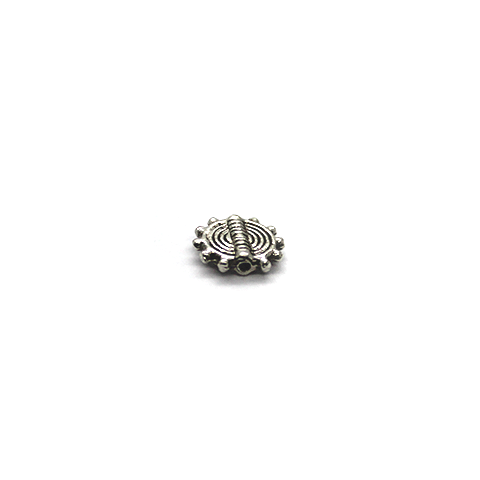 Spacers, Bar Round Spike Spacer, Alloy, Silver, 9mm X 7mm, Sold Per pkg of 12 - Butterfly Beads