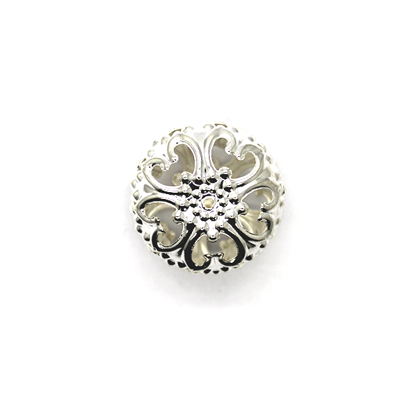 Spacers, Flower Net Ball, Alloy, Silver,12.5mm X 22.5mm, Sold Per pkg of 4 - Butterfly Beads