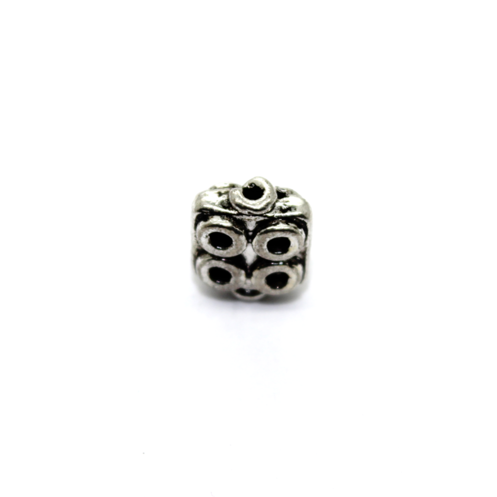 Spacers, Flat Lego Spacer Bead, Alloy, Silver, 8mm X 7mm, Sold Per pkg of 16