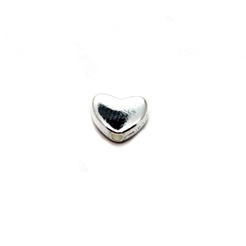 Spacers, Heart Bead, Alloy, Silver, 5mm x 6mm, Sold Per pkg of 24