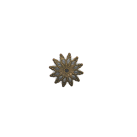 Bead Cap, Flower Design with Cutout, Alloy, Brass, 2mm x 13mm, Sold Per pkg of 40+ - Butterfly Beads