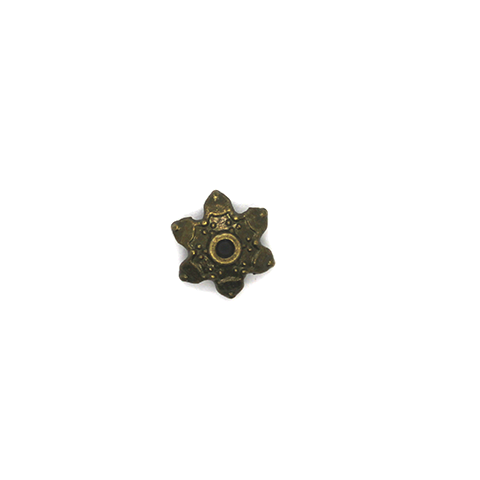 Bead Cap, Star Hole, Alloy, Brass, 4mm x 12mm, Sold Per pkg of 12 - Butterfly Beads