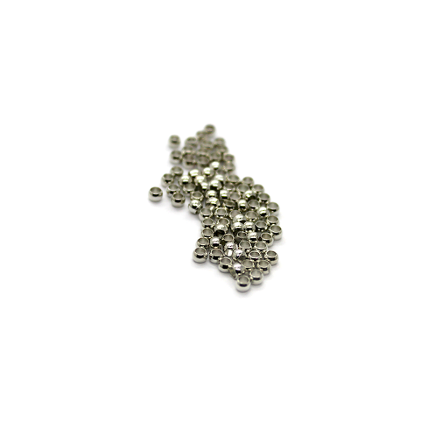 Crimps, Bead, Silver, Alloy, 2mm x 1.7mm, Sold Per pkg of Approx 280+