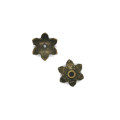 Bead Cap, Star Hole, Alloy, Brass, 4mm x 12mm, Sold Per pkg of 12 - Butterfly Beads