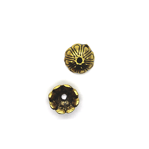 Bead Cap, Semi-Dome Flower, Alloy, Gold, 10mm x 4mm, Sold Per pkg of 6 - Butterfly Beads