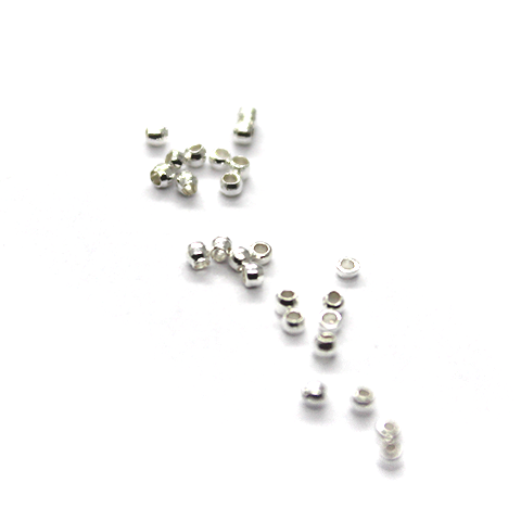 Crimps, Round, Alloy, Bright Silver, 1mm x 1mm, Sold Per pkg of Approx 200+