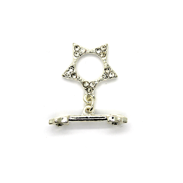 Clasp, Star Toggle Clasp, Silver, Alloy, Sold Per pkg of 1