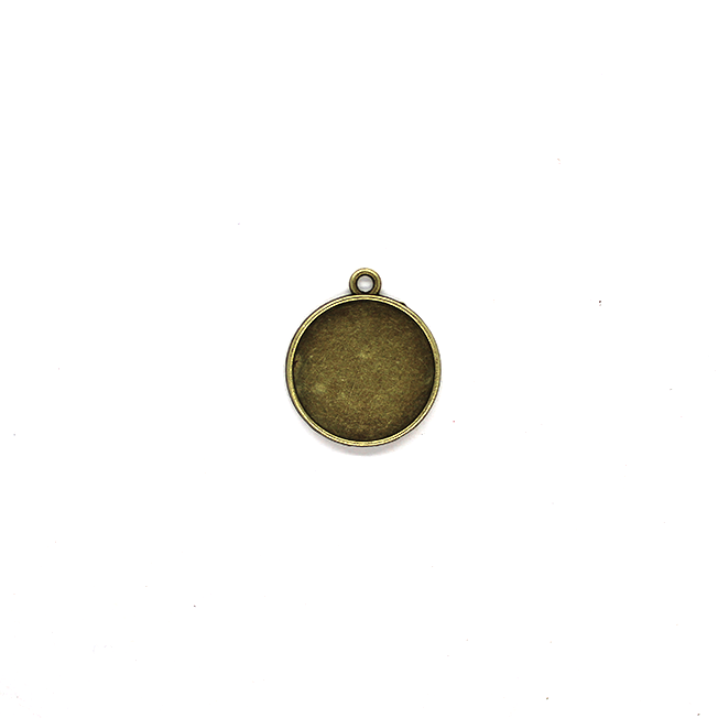 Pendant, Glue On Round Bezel, Bronze, Alloy, 26mm x 22mm, Sold Per pkg of 4