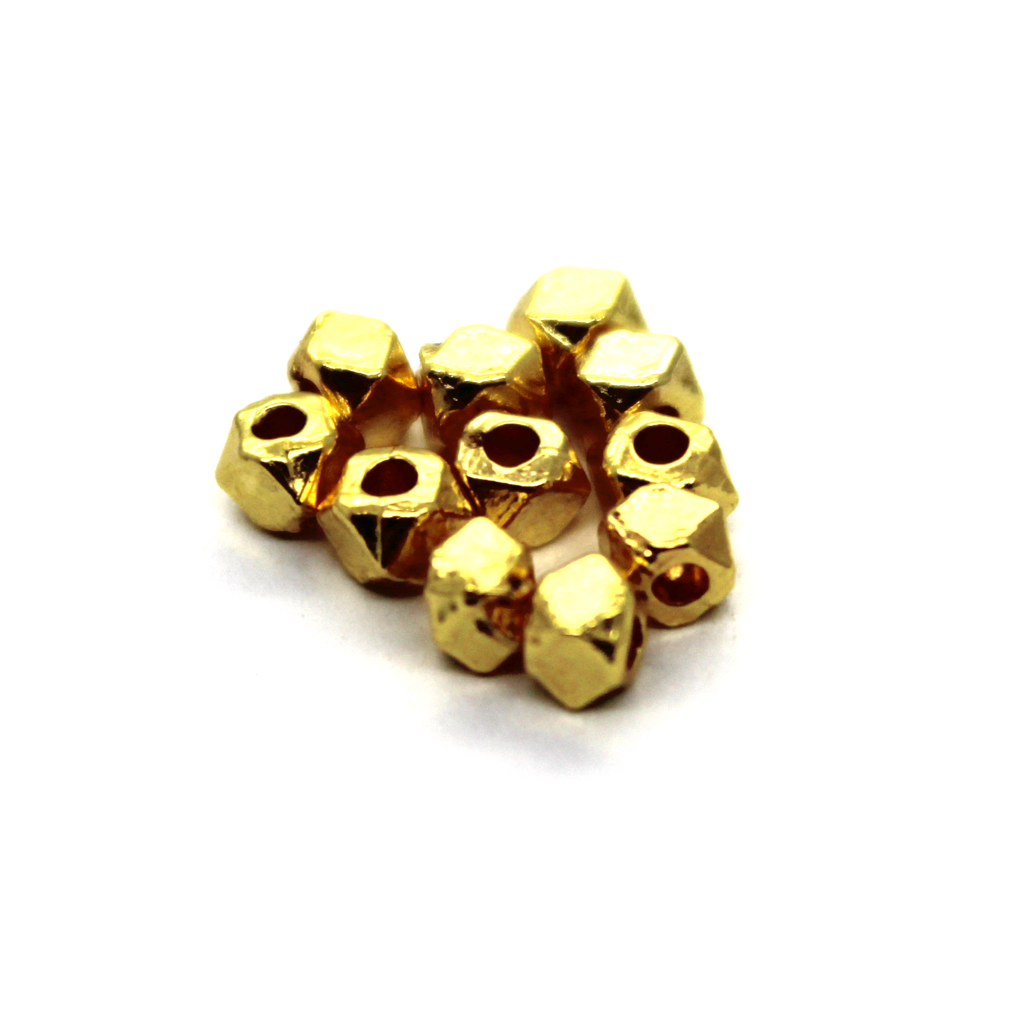 Spacers, Fracted Plain Spacer, Alloy, Bright Gold, 3mm x 3mm Sold Per pkg of 30