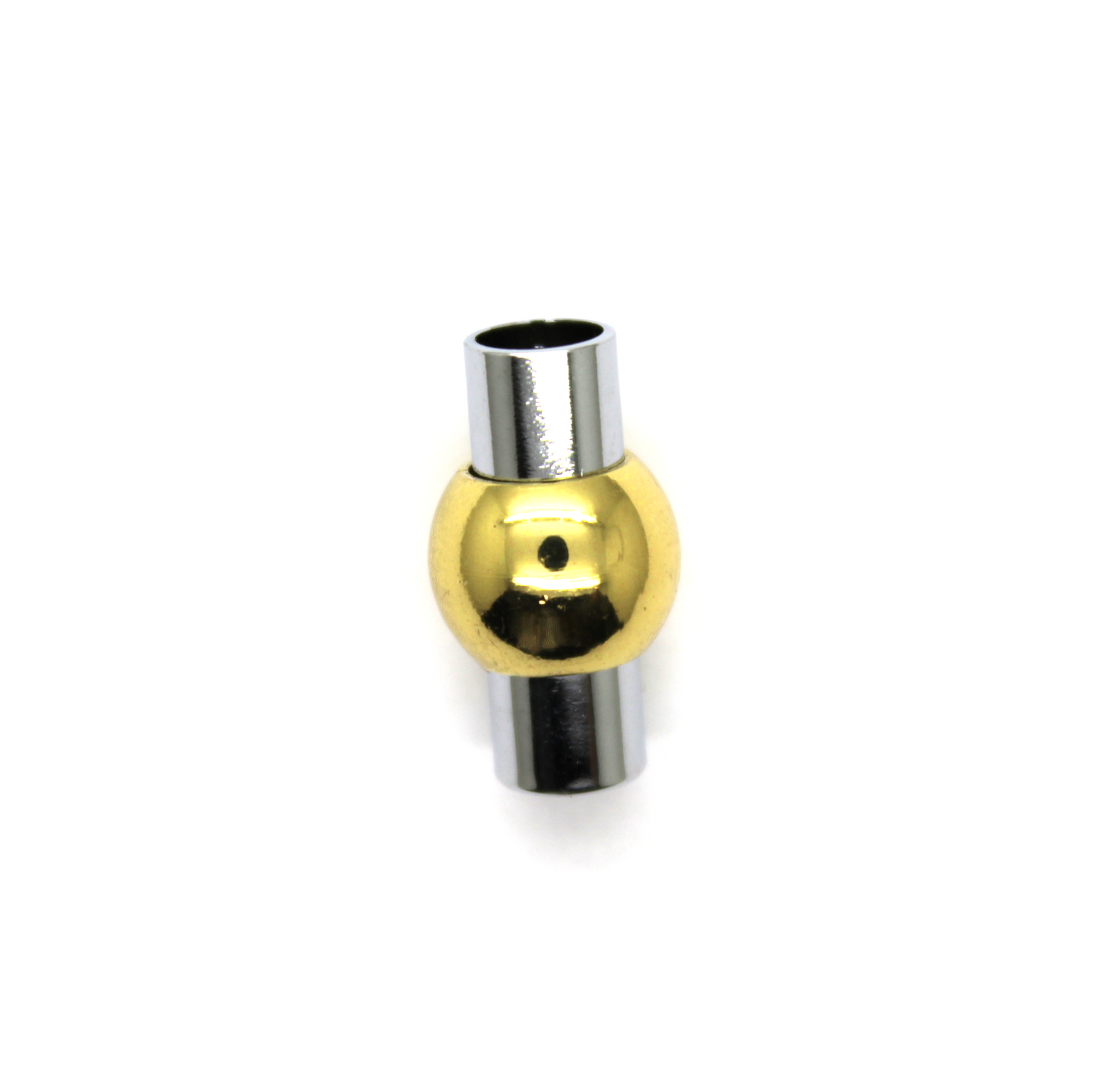 Clasp, Ball Barrel Magnetic Clasp, Alloy, Silver and Gold, 19mm x 10mm, Sold Per pkg of 1