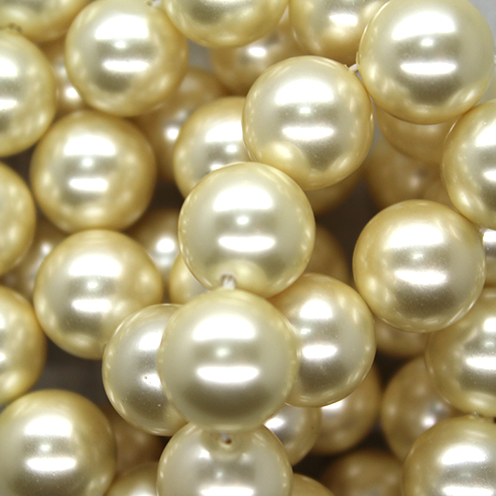 Shell Pearls, Light Yellow, 12mm x 1mm (hole), 32pcs per strand