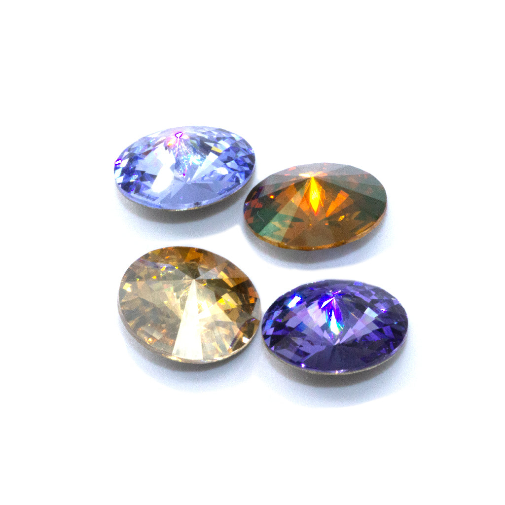 Swarovski Stones, Rivoli (1122), 14mm, Foiled or Solid Backing, 1 pair per bag, Available in 20 Colours