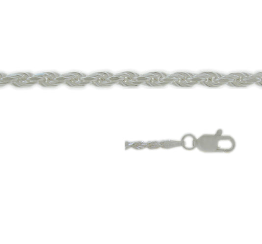 Chain, Twisted Rope, Sterling Silver, Available in Multiple Sizes, 1pc