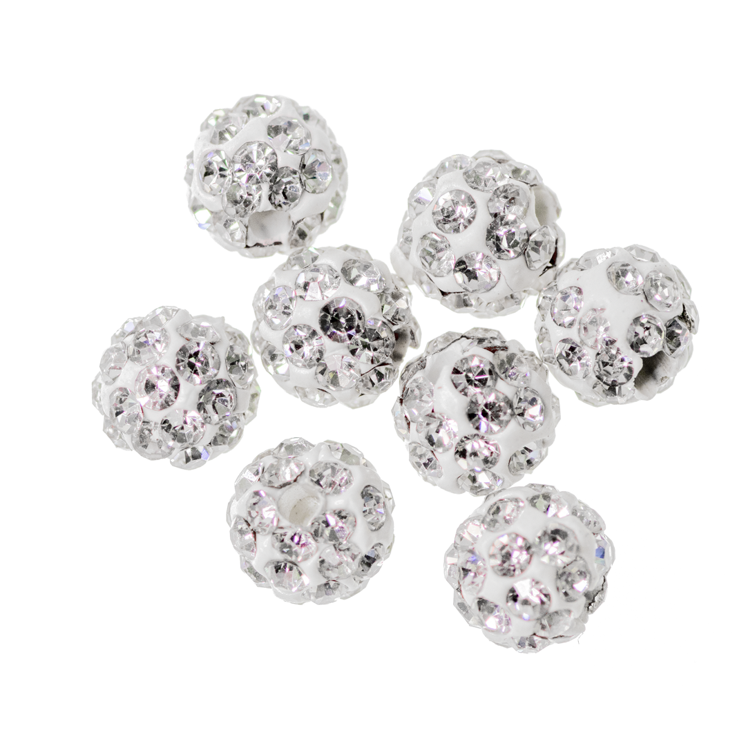 Shambala Beads, White, Assorted Sizes, 10 pcs/bag