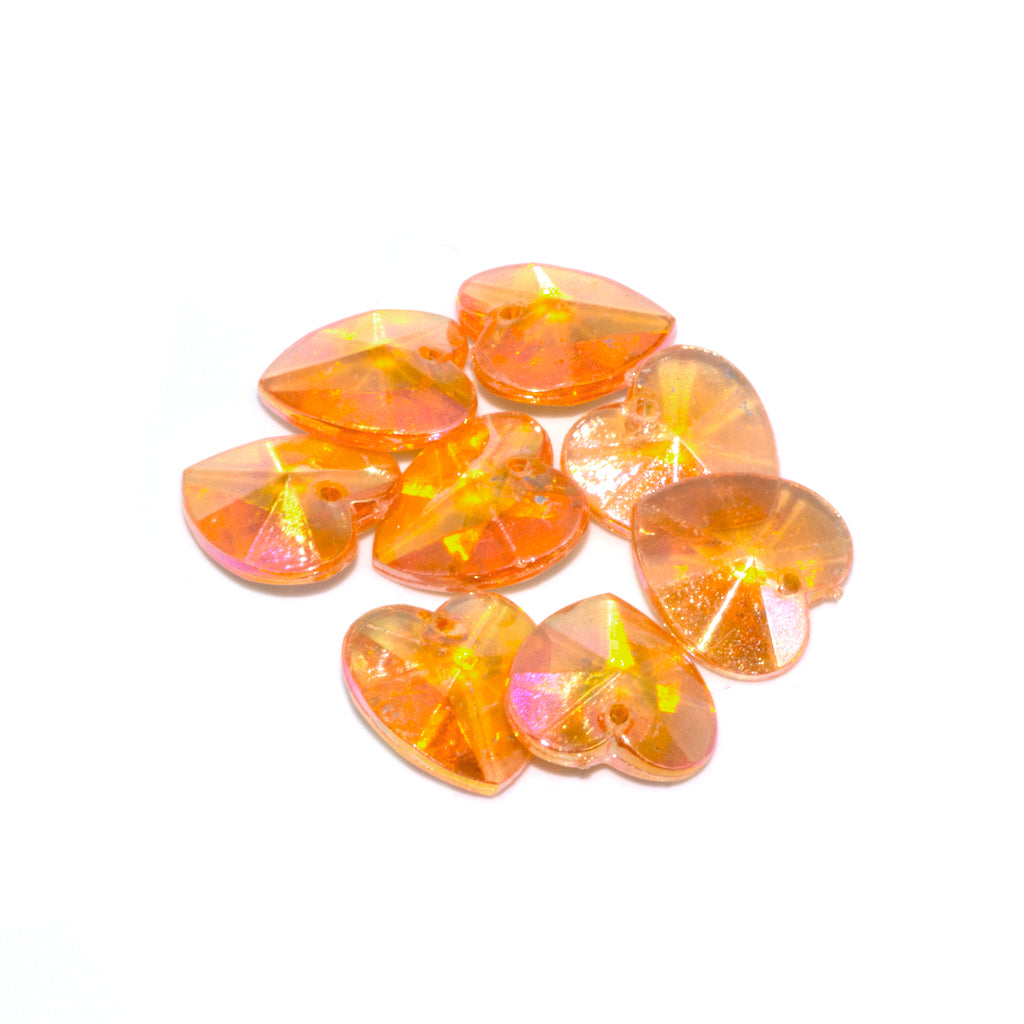 Beads, Acrylic Heart AB Beads, Available in Multiple Colours
