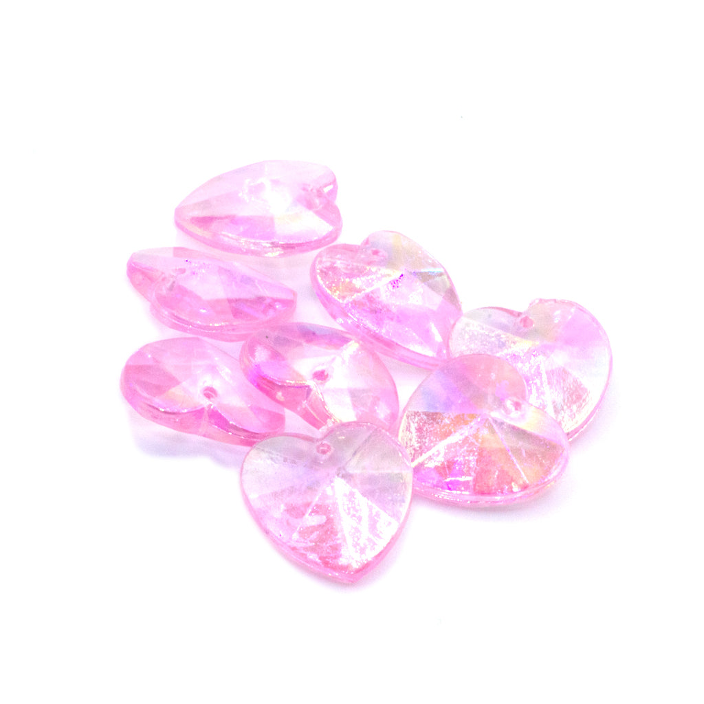 Beads, Acrylic Heart AB Beads, Available in Multiple Colours