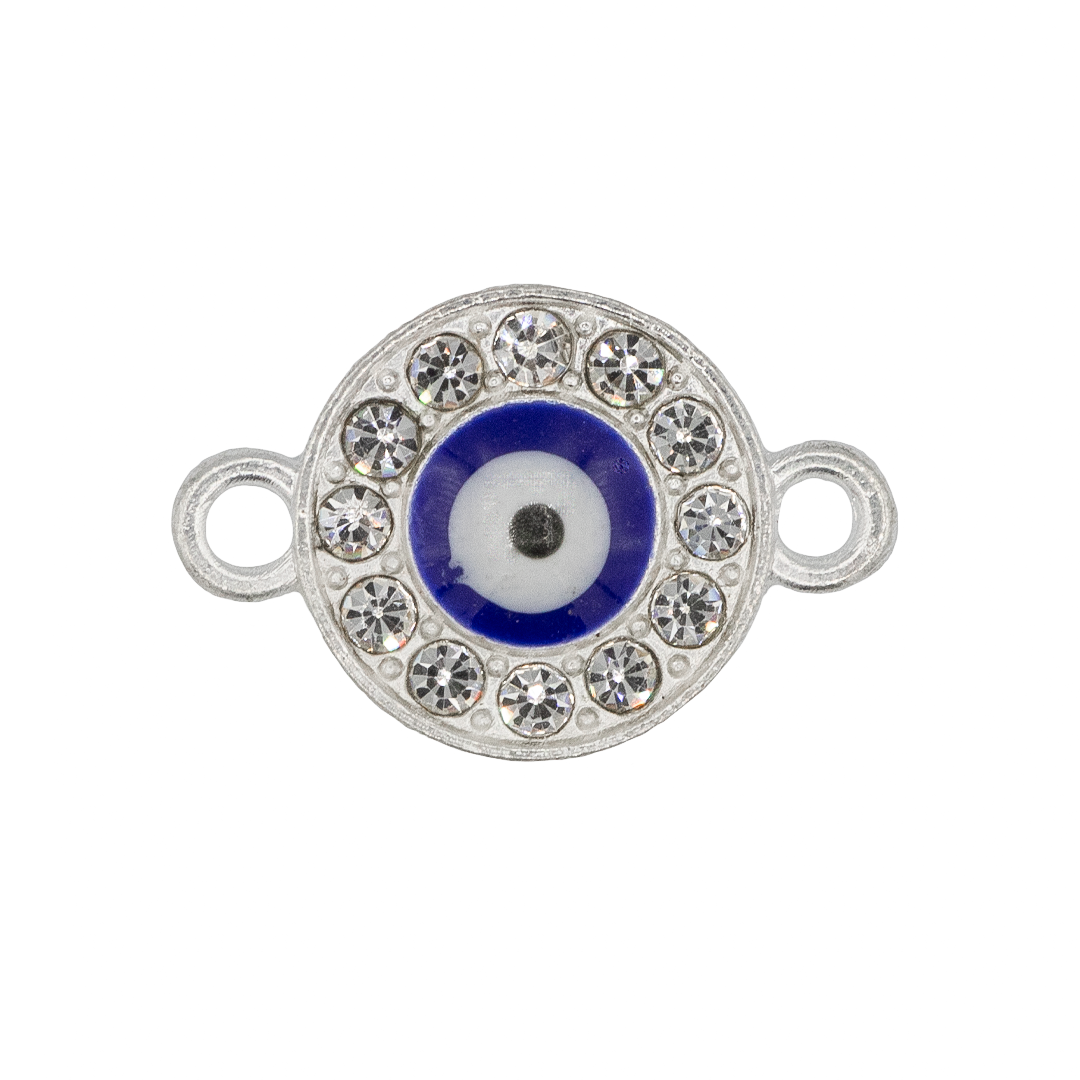 Connector, Evil Eye Rhinestone Circle, 6pcs/bag, Available in Multiple colors