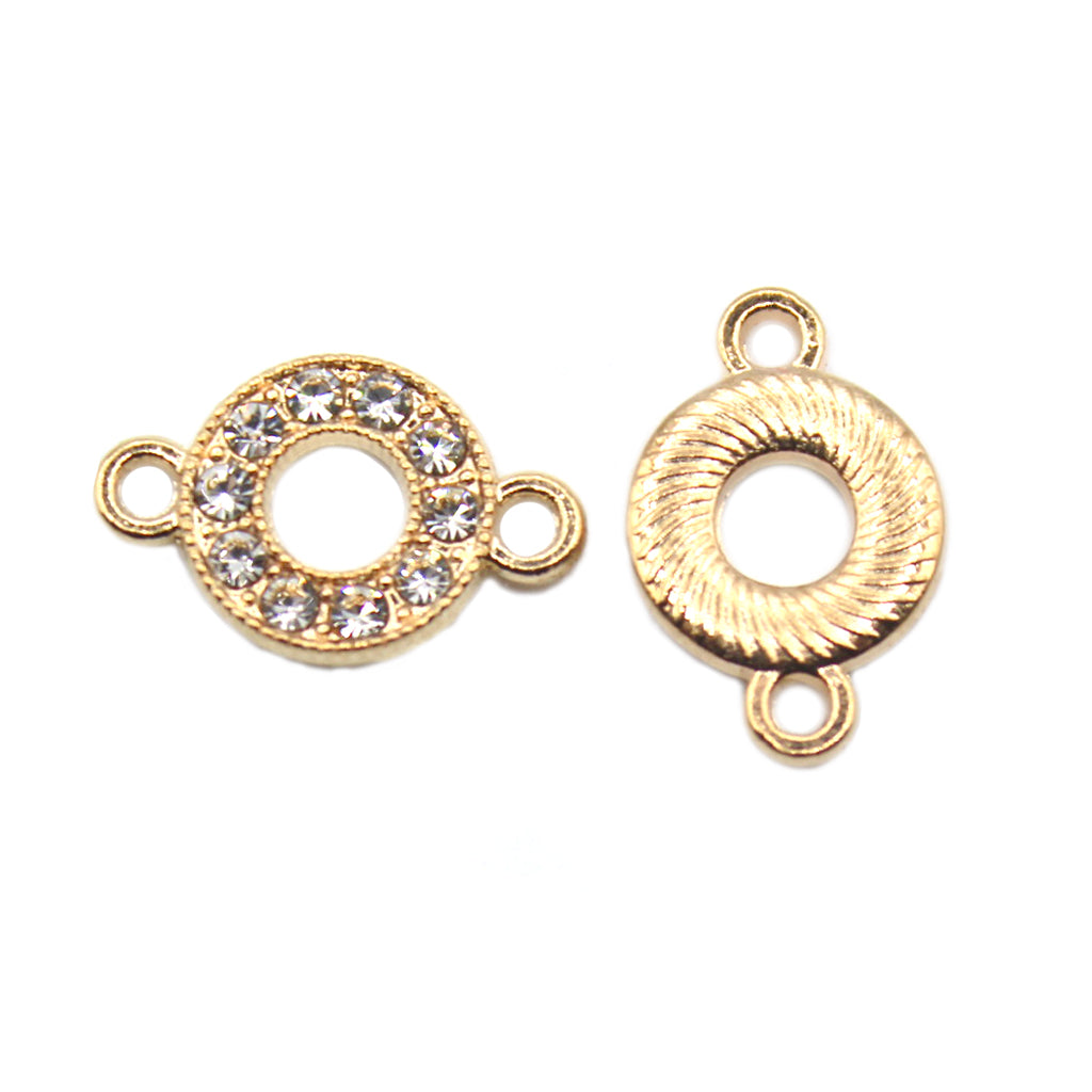 Connector, Rhinestone Circle, 13mm(L) x 8.6mm(w) x 1.9mm(h), 1.8mm hole, 6pcs/bag, Available in Multiple colors