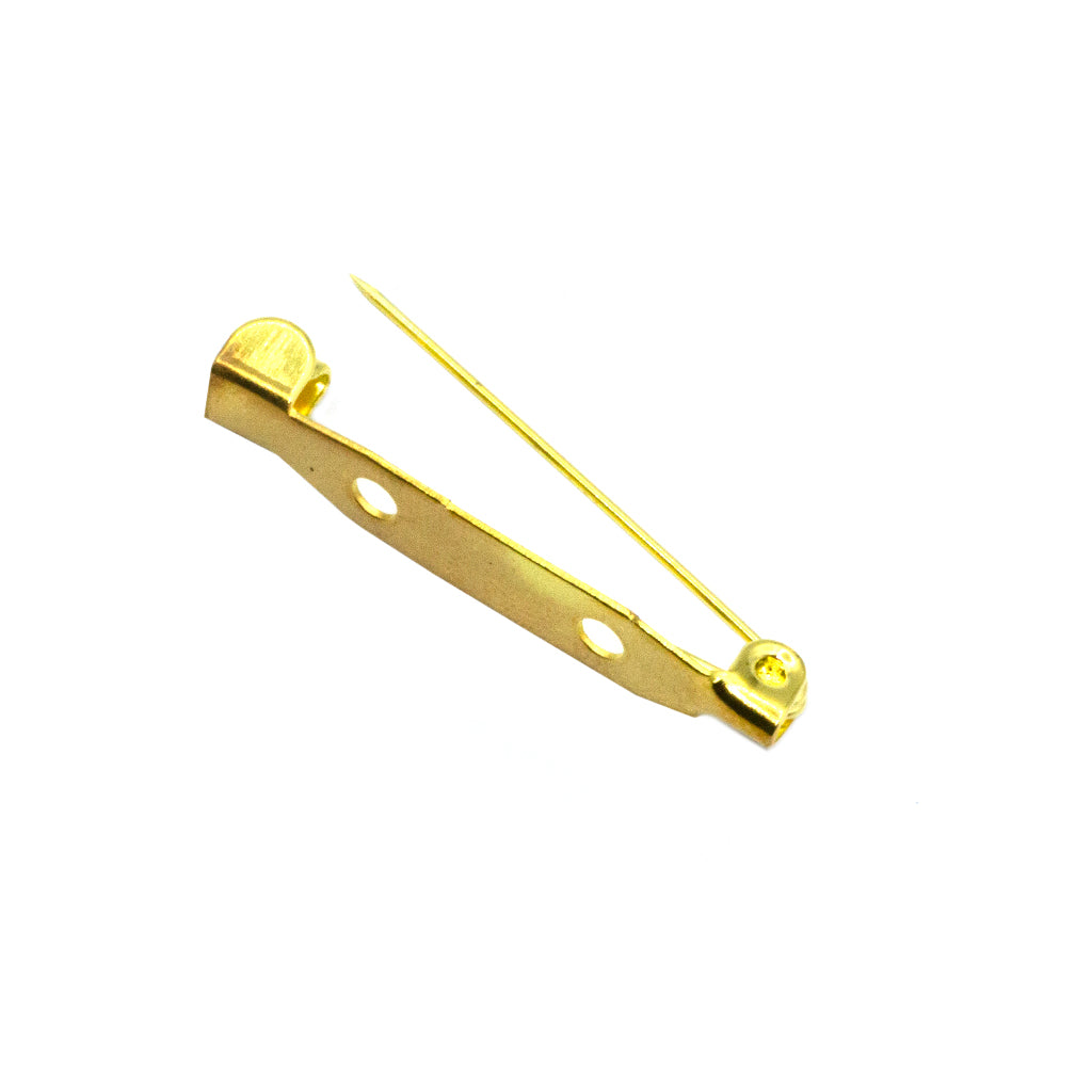 Brooch Back Pins, Bright Gold, Alloy, 25mm x 5mm, Sold Per Pkg of 12