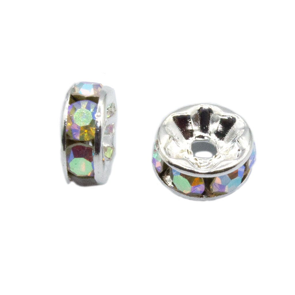 Spacers, Rhinestone Rondelle Spacer, Alloy, Available in Multiple Colours, Shapes & Sizes - 100pcs per bag