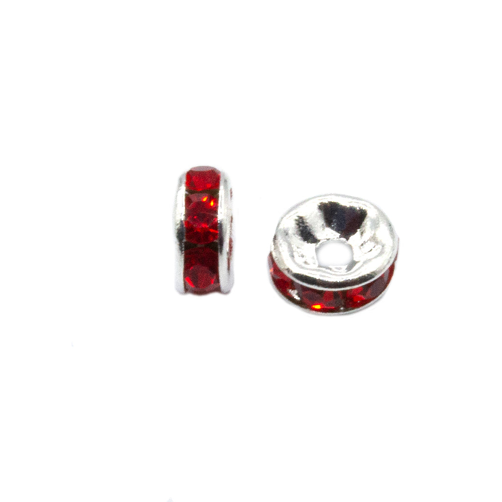 Spacers, Multi-Colour Rhinestone Rondelle Spacer, Alloy, Available in Multiple Colours, Shapes & Sizes - 100pc per bag