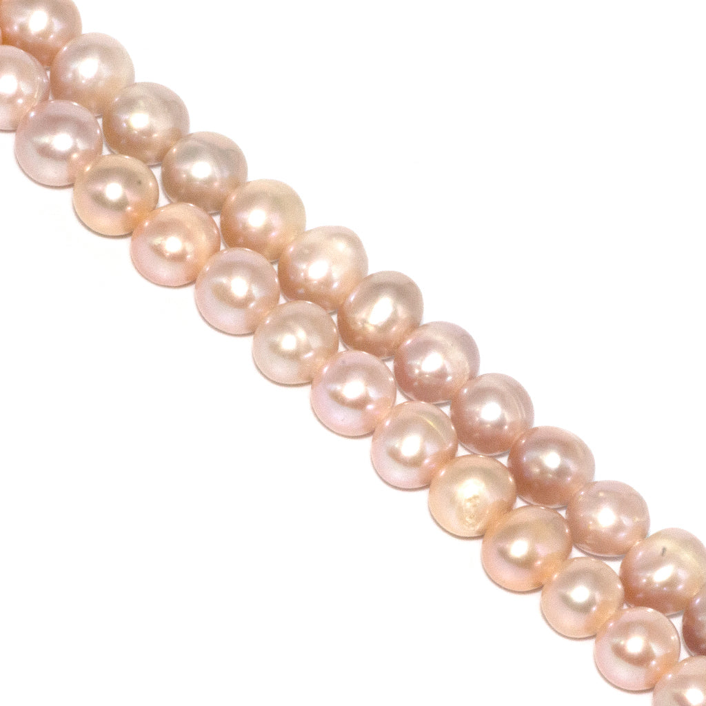 Fresh Water Pearls, Peach, 8mm - 0.5mm (hole), approx. 48 pcs per strand