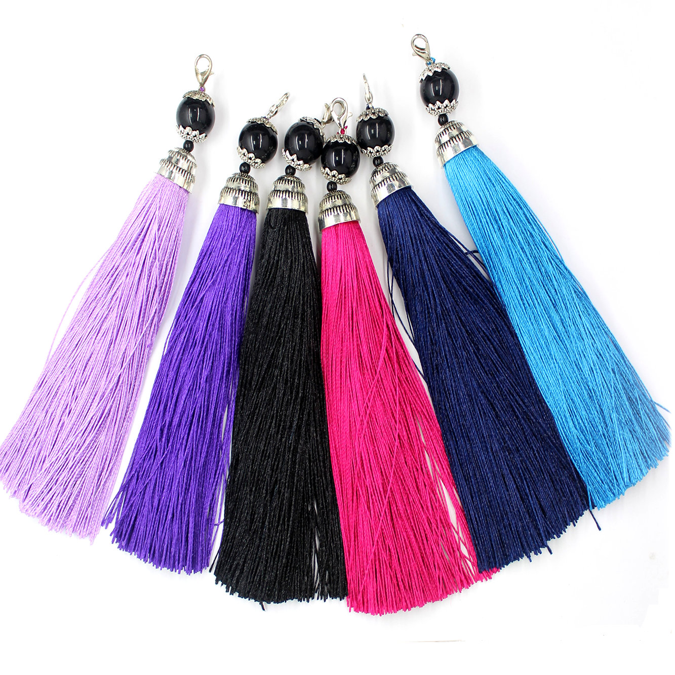 Tassels, Silk Fringe thread with Lobster Clasp, 6 inch, 1pc, Available in 13 colors