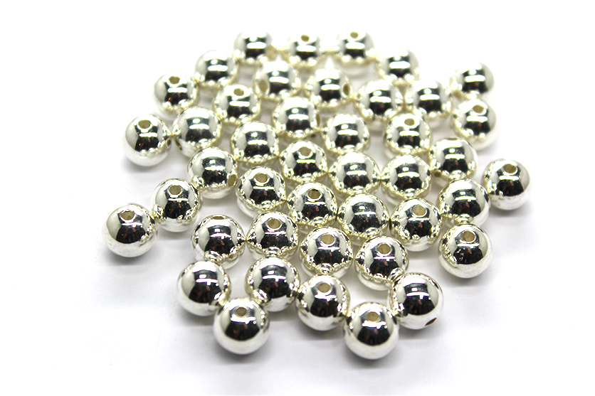 High Quality Plastic Beads, Bright Silver, Available in Multiple Sizes
