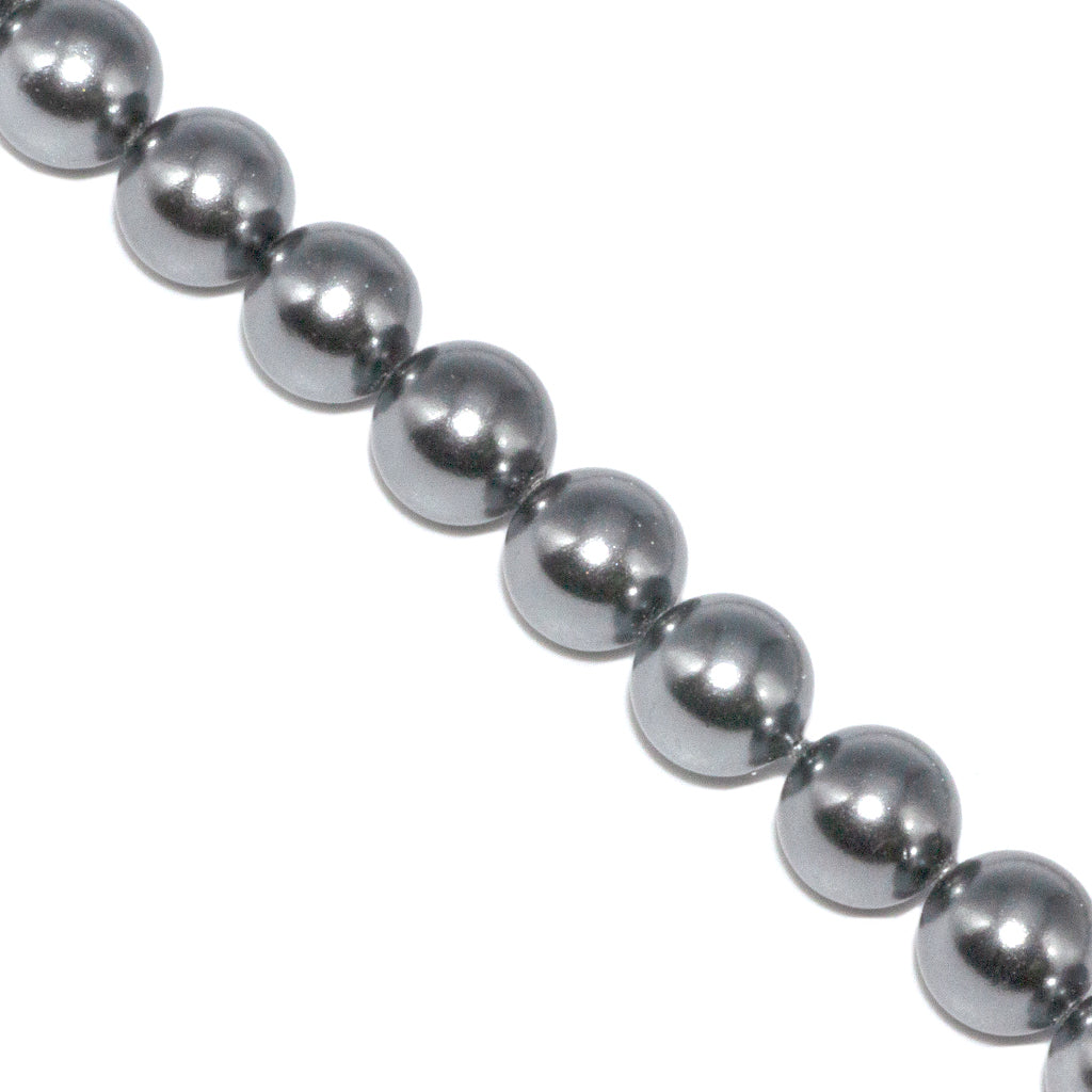 Shell Pearls, Grey, 6mm x 1mm (hole), 68 pcs per strand