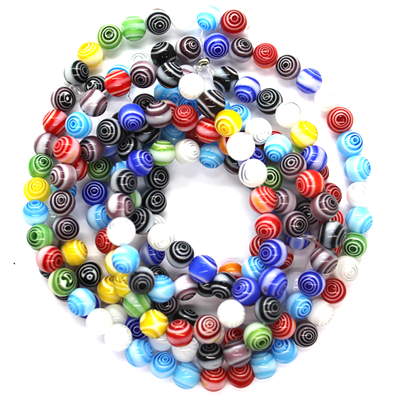 Glass Beads, Multi Color Evil Eye Swirl Beads, 8mm, Approx 45 pcs per strand