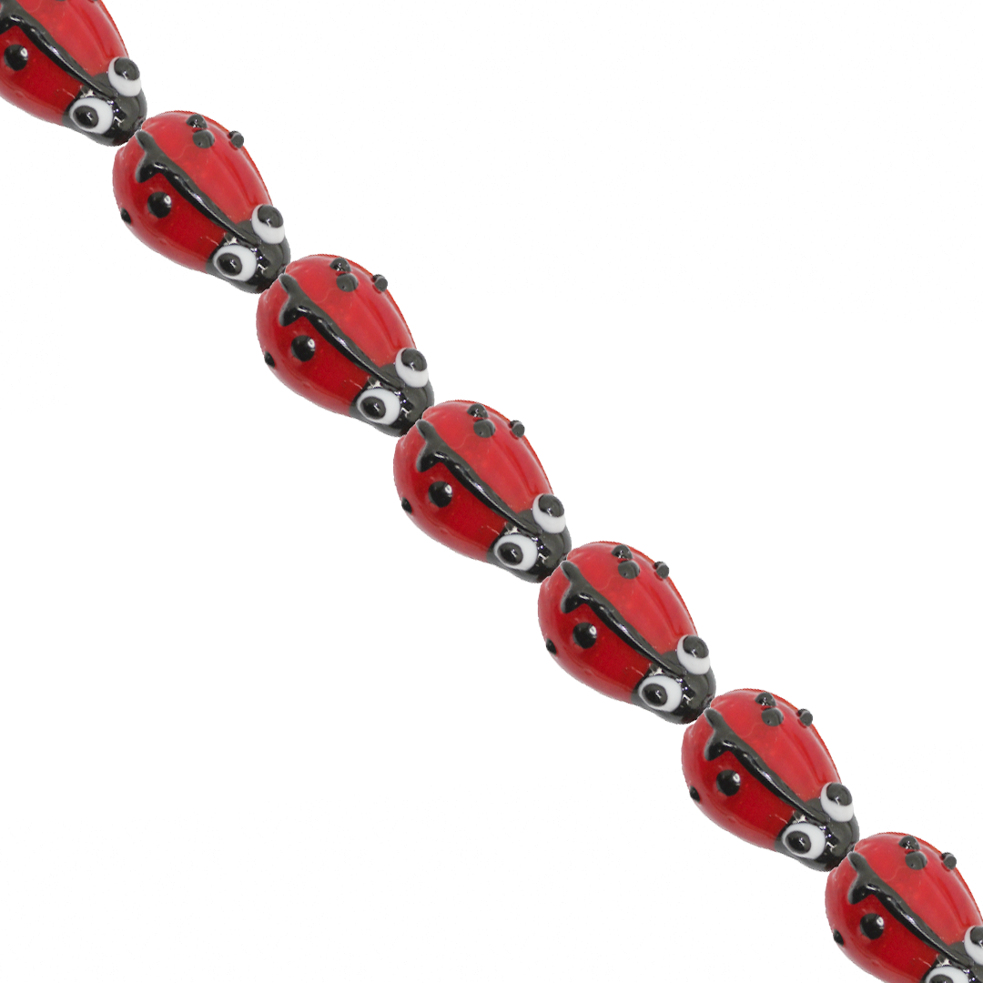Glass Beads, Ladybug, Available in Multiple Sizes and Colour