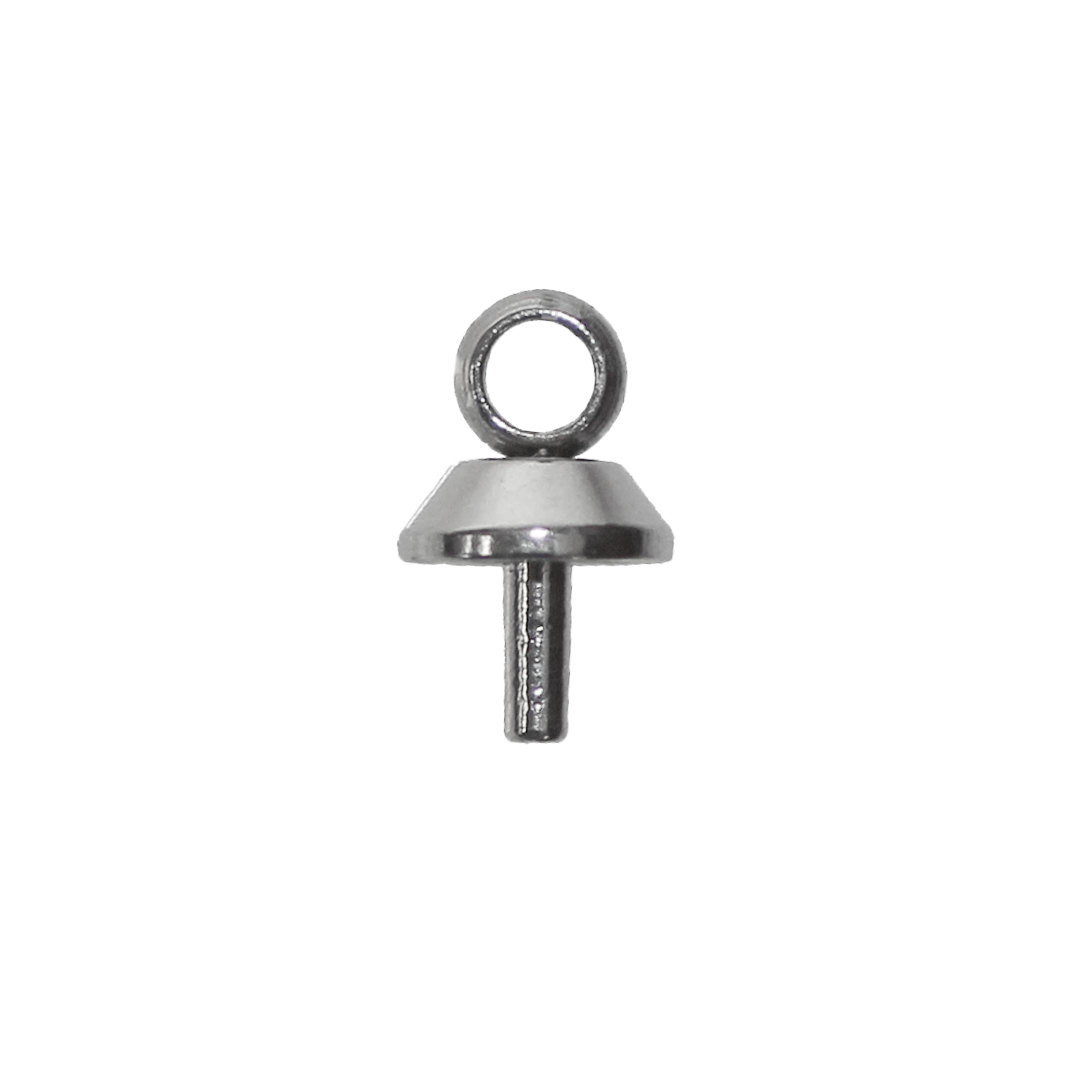 Bails, Eye Pin Peg, Silver, Stainless Steel, 6.5mm x 4mm x 1mm, Sold Per pkg of 24