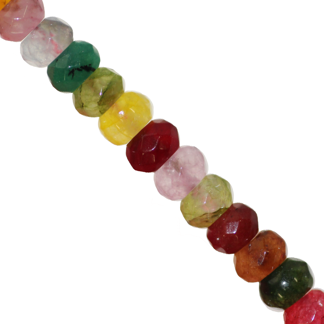 Dyed Agate, Rondelle, Faceted, Semi-Precious Stone, 7.5mm x 5mm, 65 pieces per strand, Available in a Variety of Colours