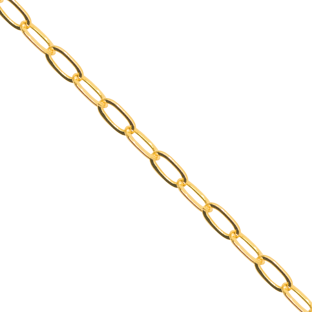 Chain, Paperclip, Gold Plated, 5mm x 2.5mm x 1.2mm loop, Sold per yard