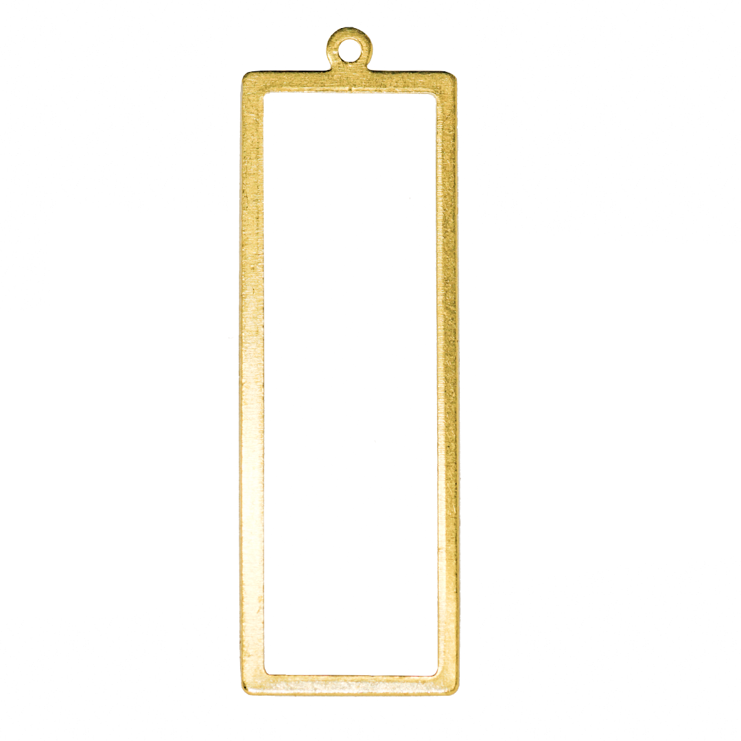 Earrings, Rectangle Frames, Brass, 45.5mm x 15mm, Sold Per pkg of 6