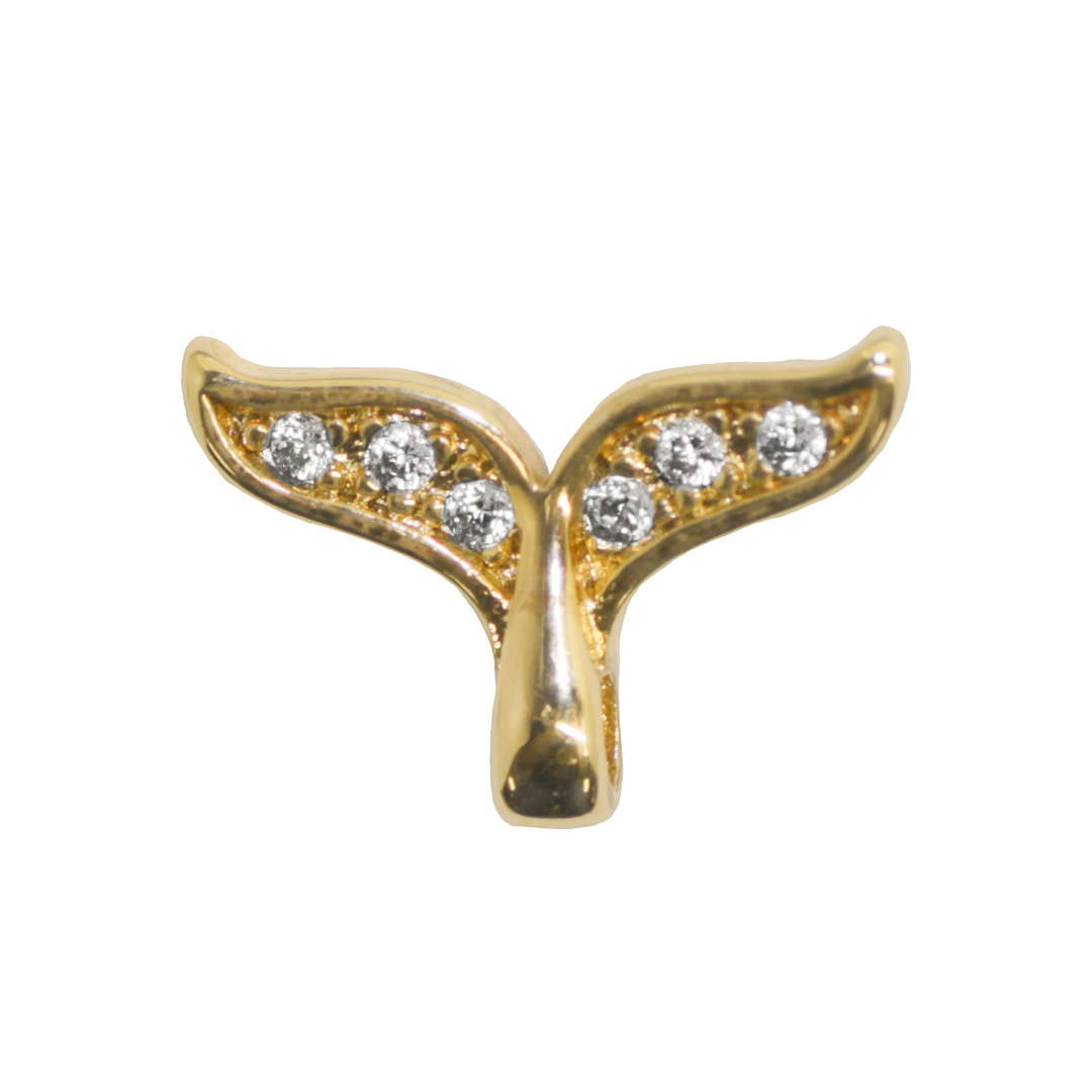 Charm, Whale Tail Zircon, 8mm x 11mm, Sold Per pkg of 1, Available in 2 Colours