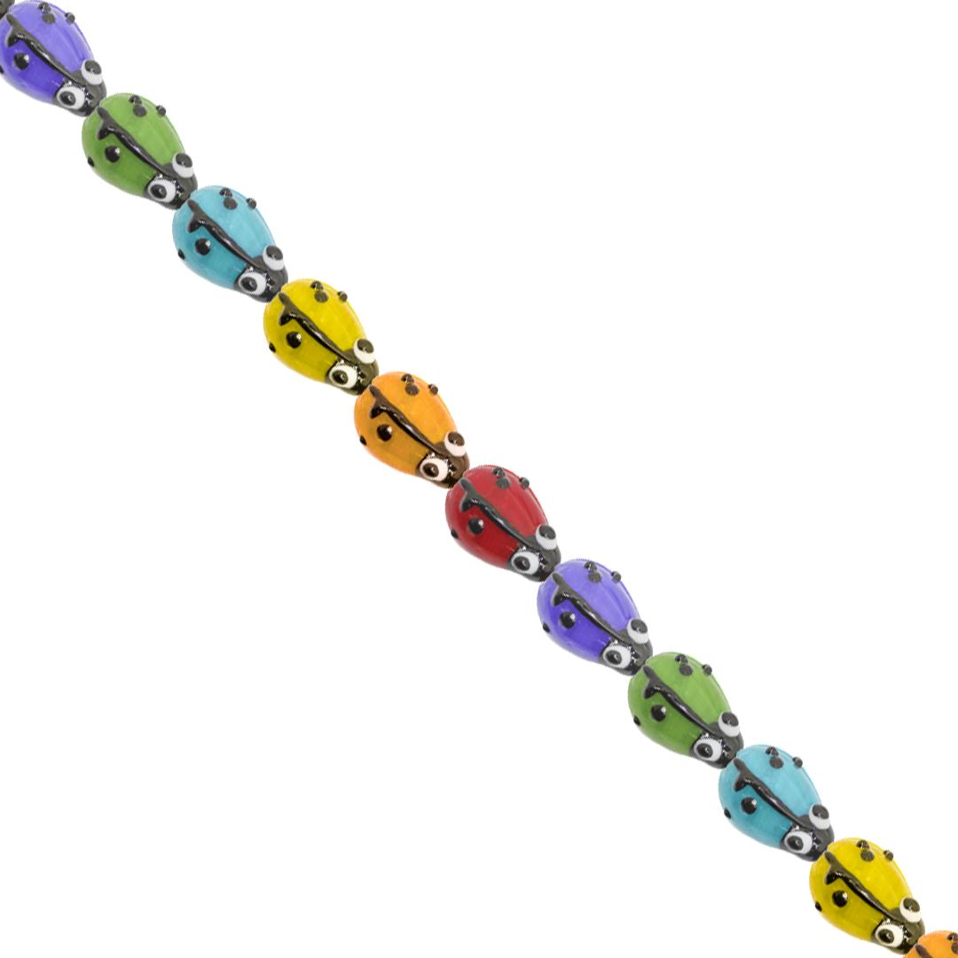 Glass Beads, Ladybug, Available in Multiple Sizes and Colour