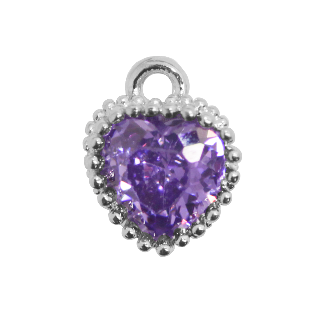 Charm, Tanzanite Heart, Silver-Plated, 8mm x 6.5mm, Sold Per pkg of 1