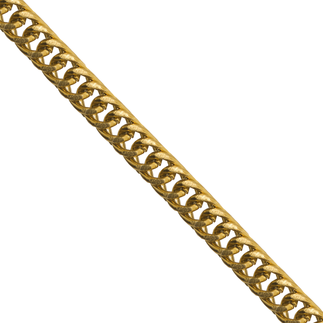 Chains, Cuban Link, Gold, Stainless Steel, 4.5mm, Sold per meter