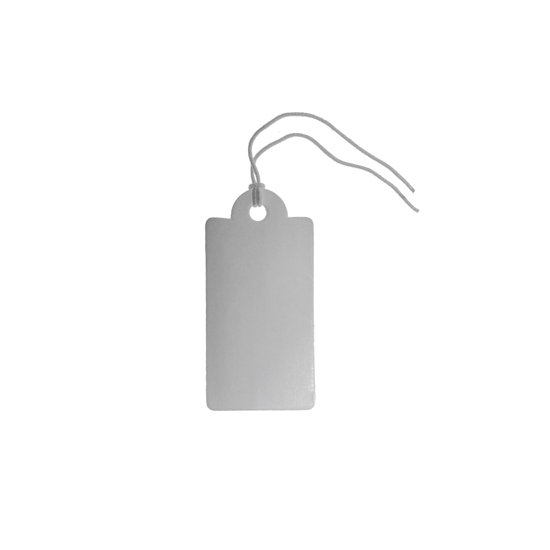 Tools, Tie-On Elastic String Price Tags, White, Paper, 39mm x 19mm x 0.2mm, Sold Per pkg of 100