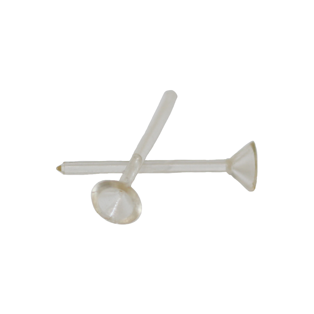 Earrings, Clear Stud, Plastic, 13mm x 3.5mm, Sold Per pkg of 150