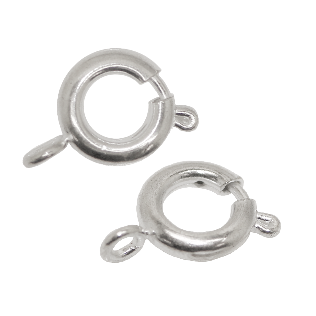 Clasp, Spring Clasp, Bright Silver, Alloy, 7mm, Sold Per pkg of 15