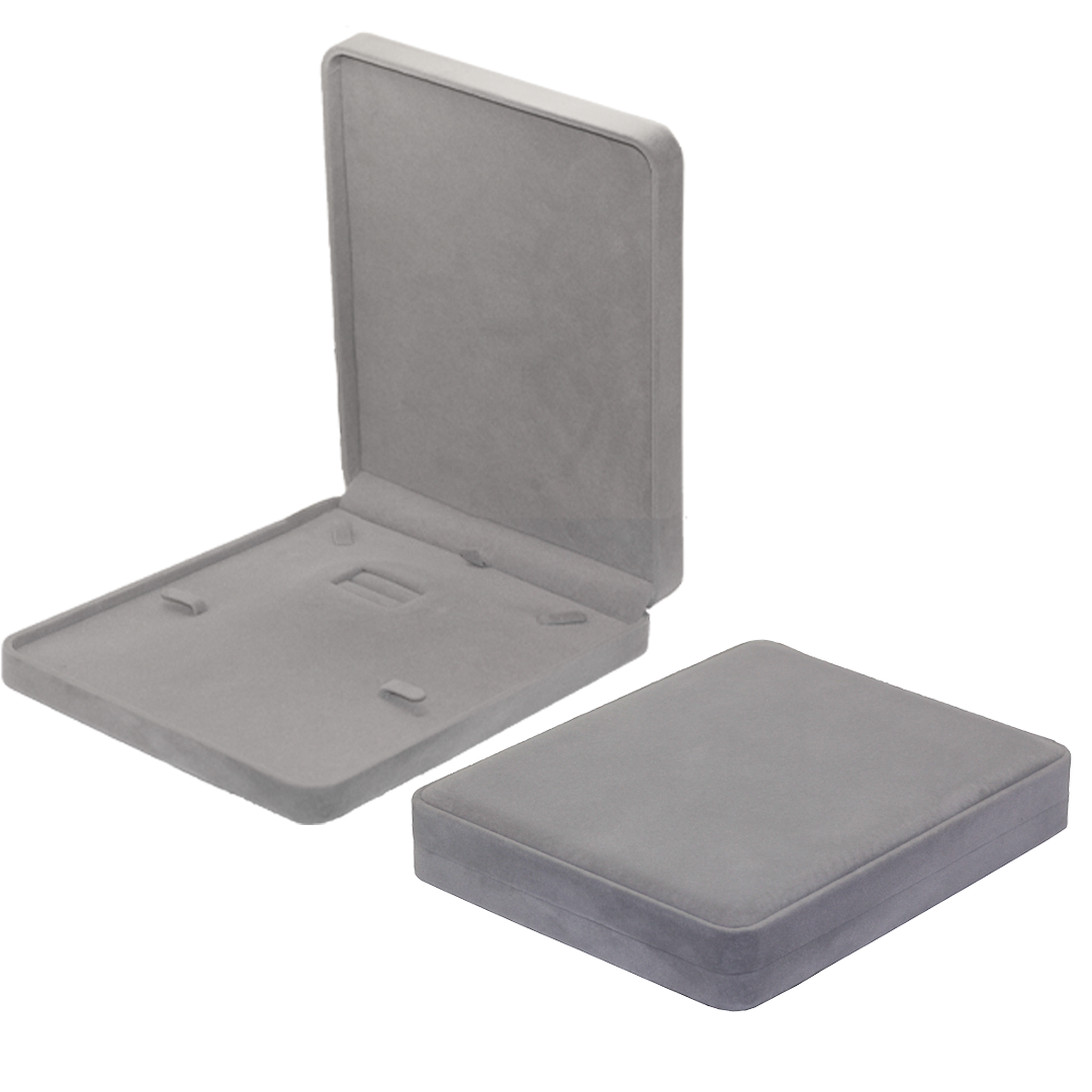 Tools, Velvet Jewellery Box For Necklace, Light Gray, 24cm X 19cm X 4cm, 1pc