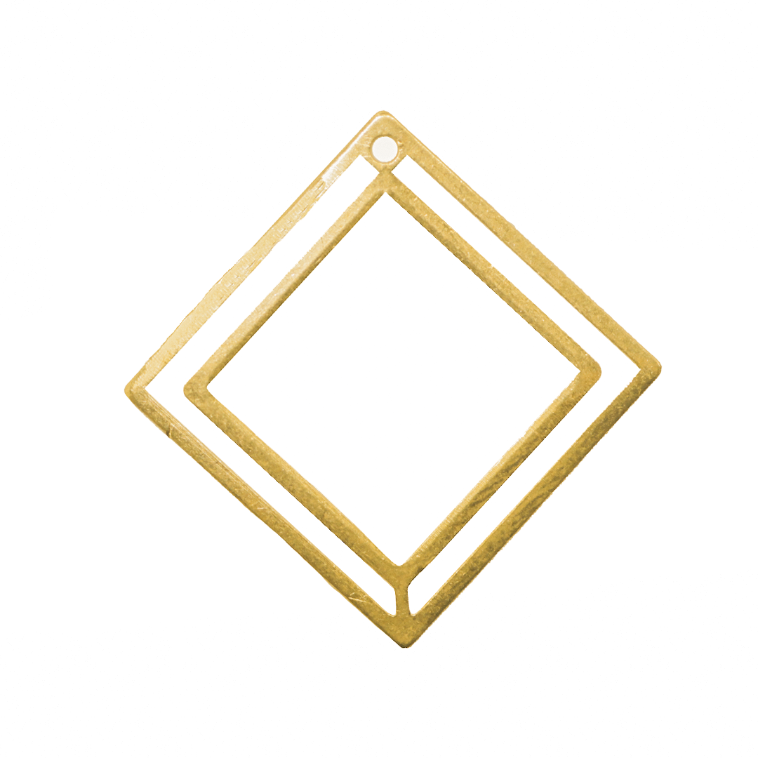 Earrings, Diamond Frames, Brass, 28.5mm, Sold Per pkg of 6