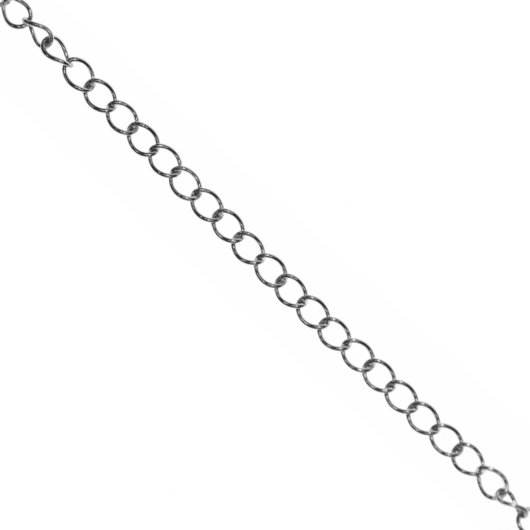 Chains, Curb Chain, Silver, Alloy, 3mm x 2mm x 1.2mm loop - Sold Per Meter