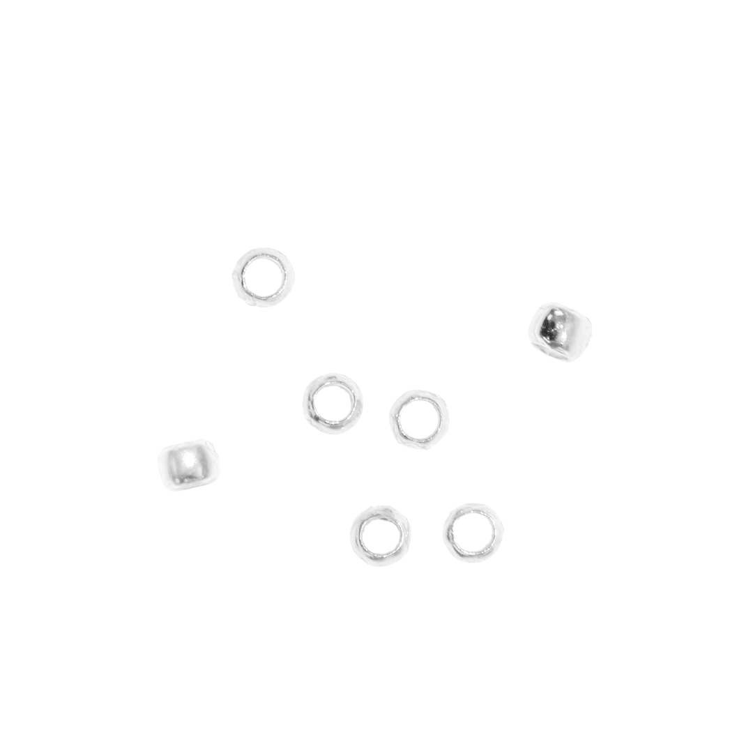 Crimps, Bead, Bright Silver, Alloy, 2.4mm x 1.5mm, Sold Per pkg of Approx 240