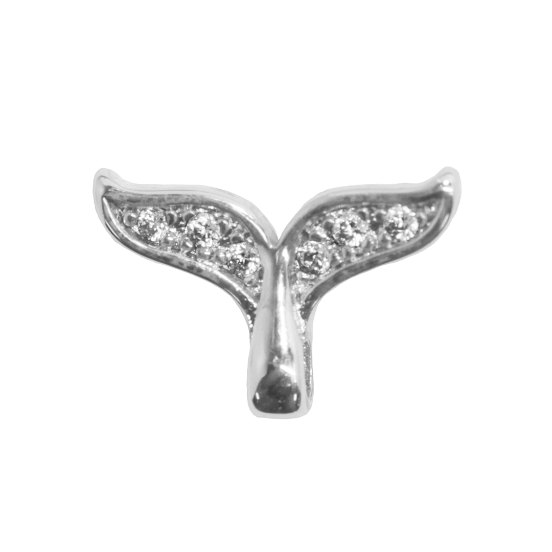 Charm, Whale Tail Zircon, 8mm x 11mm, Sold Per pkg of 1, Available in 2 Colours