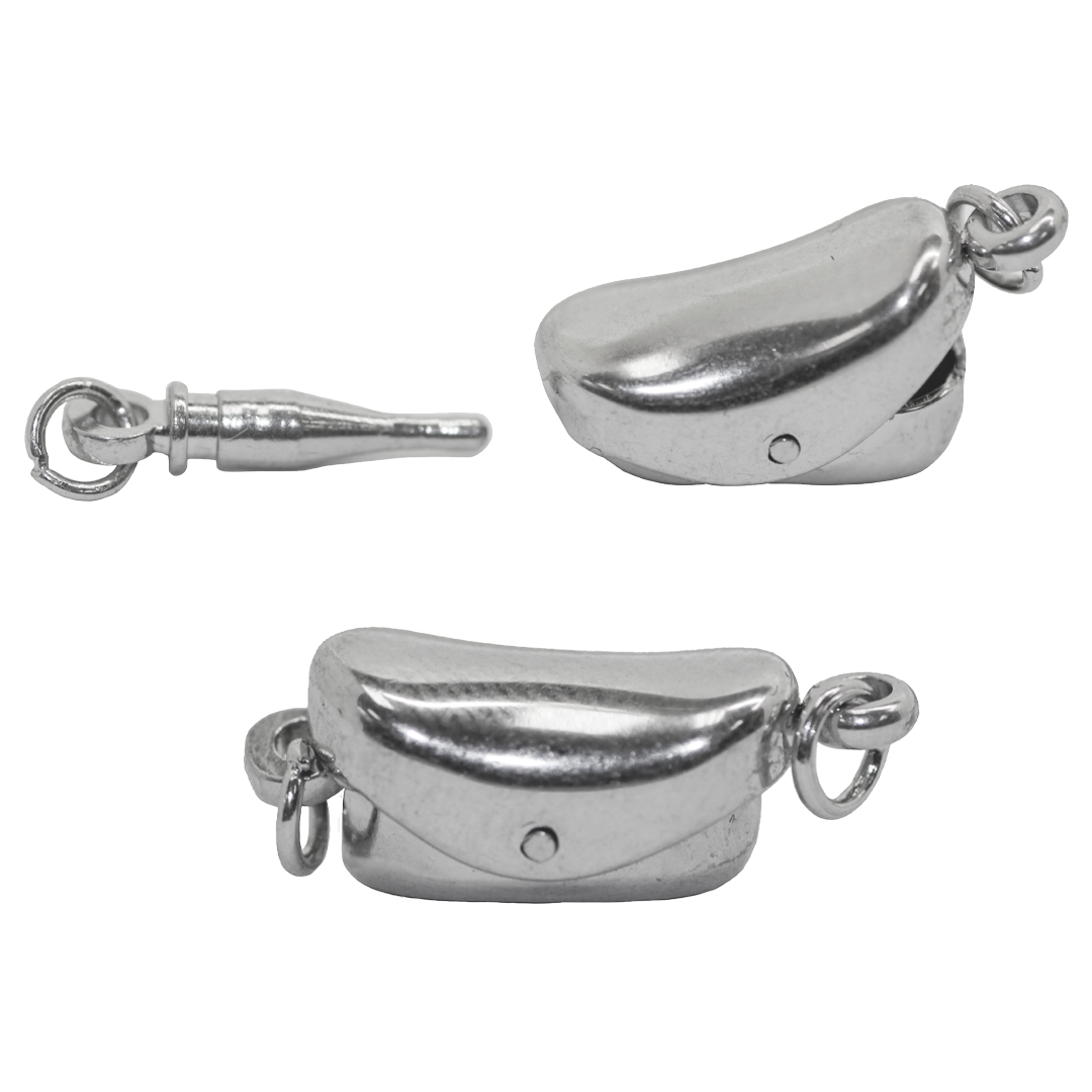 Clasp, Push Clasp, Silver, Stainless Steel, 18mm x 6mm, 1 Pcs per bag